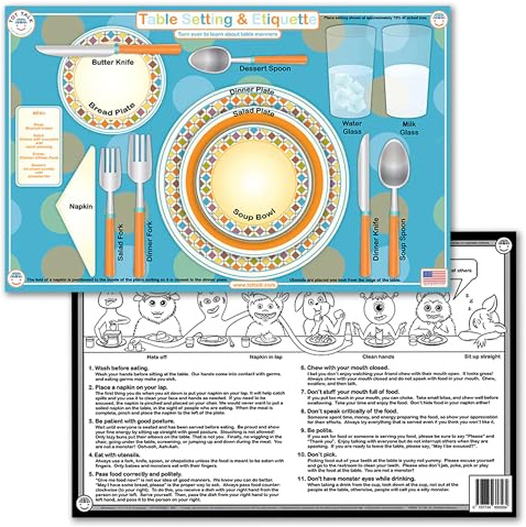 Tot Talk Table Setting Educational Placemat | Manners & Dining Etiquette