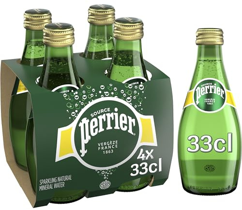Perrier Sparkling Natural Mineral Water Glass 4x330ml