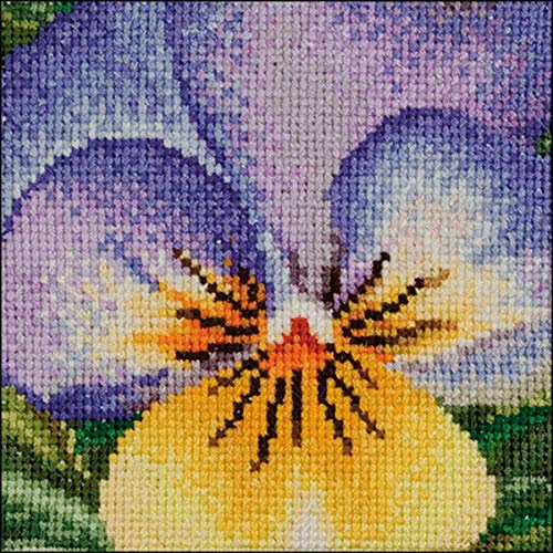 Thea Gouverneur Stiefmütterchen Kreuzstich, 10 x 10 cm