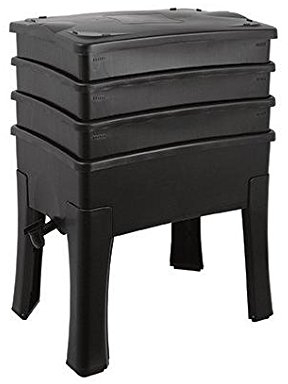 Flower - Bioflower Vermicompostador Worm Café | para Lombriz Roja de California | Recoge los Lixiviados | Capacidad de 60 litros | Ideal para Compostaje Urbano, Tamaño 39x57x74 cm, Material Plástico