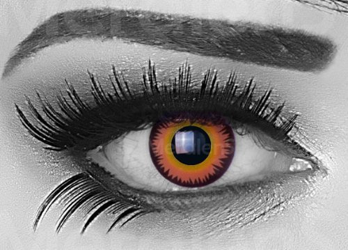 Funnylens SONDERANGEBOT 1 Paar farbige orange Orange Werewolf Crazy Fun Kontaktlinsen mit Behälter von Funnylens. Perfekt zu Halloween, Karneval, Fasching oder Fasnacht Verkleidung