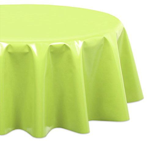 Wachstuchtischdecke OVAL RUND ECKIG Farbe u. Größe wählbar, Tischdecke Wachstuch abwischbar, Uni Einfarbig (Rund 110 cm, Hellgrün)