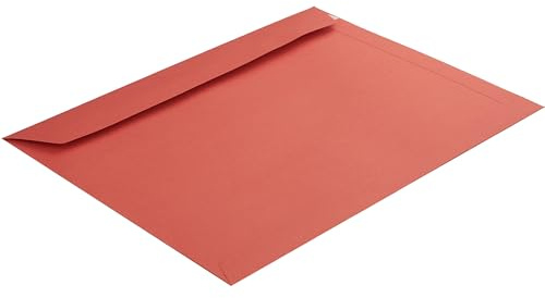 50 Stück, Farbige Briefumschläge, Din C4, Haftklebung Mit Abziehstreifen, Gerade Klappe, 130 G/Qm Colorista, Ohne Fenster, Rot, Blanke Briefhüllen