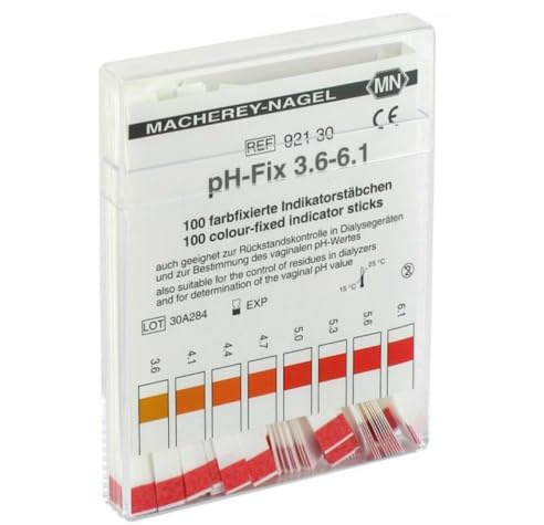 MACHEREY-NAGEL ph Fix 3,6-6,1 farbfixierte Indikatorstäbchen, 100 St. Stäbchen