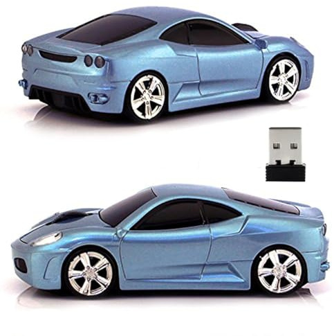 UrChoiceLtd Souris optique USB sans fil 3D en forme de voiture de course avec phares et feux arrière lumineux 2,4 GHz 1600 DPI