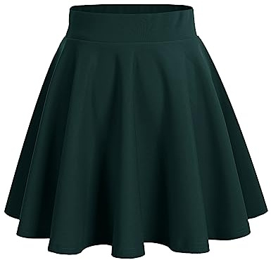 Dresstells Mini Gonna Corta Svasata in Poliestere, Verde Scuro, L