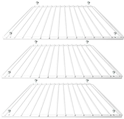 Spares2go Fridge Shelf compatible with Indesit Refrigerator Freezer (Pack of 3 Shelves, White, Adjustable, Plastic Coated, Extendable Arms)