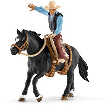 SCHLEICH 41416 Spielset - Saddle Bronc Riding mit Cowboy (Farm World)