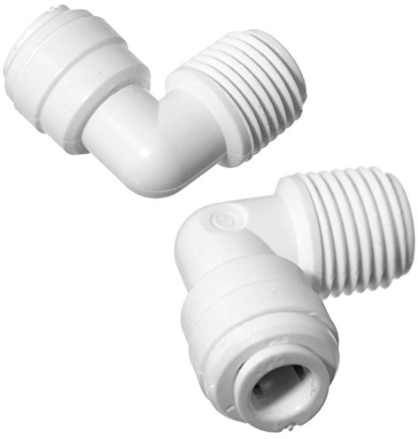 iSpring 4044KX2 Quick Connect Fitting Reverse Osmosis Drinking Water Fixed Elbow Fitting, 1/4 NPT x 1/4, 2 Pack