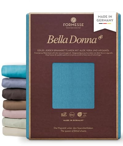 Formesse – Bella Donna Jersey. Edles Jersey-Spannbettlaken 90x190-100x220 cm - bis 30cm Höhe - 97% Baumwollzwirn, 3% Elastan, Aloe Vera und Arganöl/Spannbetttuch aus Deutschland - Arktis | FORMESSE Farbe Arktis; 90x190-100x220cm, bis 30cm; 97% Baumwollzwirn, 3% Elastan; Aloe vera&Arganöl, intensive Farben