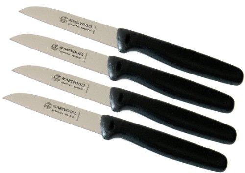 Marsvogel - 4er Pack Gemüsemesser 3 Schwarz - gerade Klinge - Griffe aus PP Kunststoff - Made in Solingen