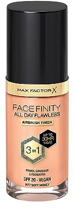Max Factor Face Finity 3 in 1 Foundation, 77 soft honey, 1er Pack (1 x 30 g)