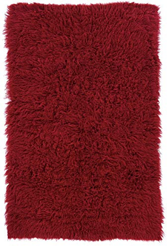 Linon Flokati-Teppich, 1400 g, Retro-Stil, 90 x 150 cm, Rot