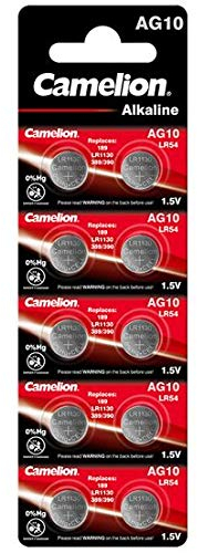10 Camelion AG10 / LR54 / 189/389 / LR1130 Knopfzelle Alkaline Alkali Batterie, 10-er Pack, Lange Haltbarkeit (Haltbarkeitsdatum markiert)