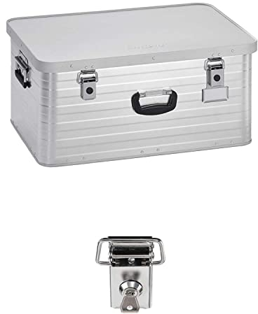 Enders Alubox 80 L mit Schloss Set - Aluminium Box 1 mm Wandstärke, spritzwasserdicht, stapelbar - Alukiste, Metallkiste, Metallbox mit Deckel - verwendbar als Transportbox, Werkzeugkiste, Lagerbox