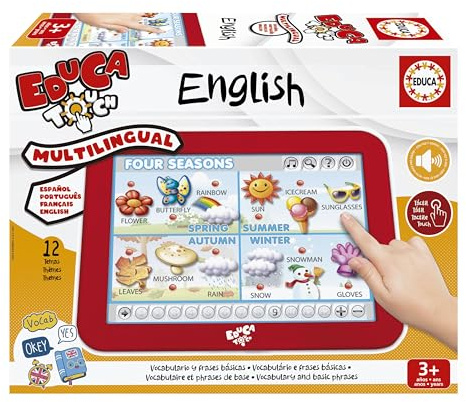Educa - Touch Junior Aprendo Inglés – Juego Educativo Electrónico para Niños 4+ | Aprende Inglés Jugando con Base Interactiva, Voz y Sonido (15438)