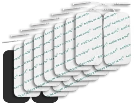 Tens-Elektrodenpads, 10 x 5 cm, Selbstklebende Elektroden (16 Stück), vorverkabelt, kompatibel mit Tenscare-, Elle-, Auvon- und Neurotrac-Tens-Geräten
