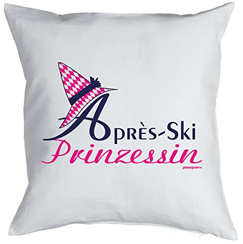 Goodman Design Wintersport Kissen - Skihütten Deko - Apres Ski Party Highlight : Ski/Apres - Ski Prinzessin Farbe: Weiss