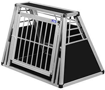 ALPUNA Transportbox N58 – Aluminium Hundebox 61×95,5×70 cm – Auto Hundebox mit Notausstieg, sicherer Hundetransport im Kofferraum