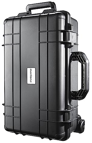 Mantona Outdoor Trolley Kamerakoffer - Wasserdichter Fotokoffer mit Griff und Rollen, staubdicht & stoßfest, großer Schutzkoffer inkl: Schaumstoffeinlagen, ideal für Kamera Objektive & Zubehör (24L)