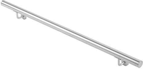 Edelstahl Handlauf V2A 42,4mm 240K geschliffen Wandhandlauf mit leicht gewölbter Endkappe 1000 mm