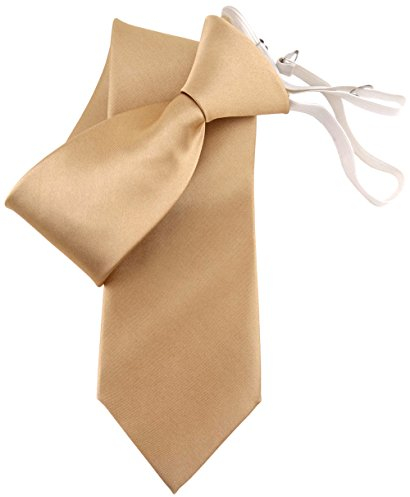 TigerTie Security Satin Seidenkrawatte in gold uni Gummizug - Krawatte Seide