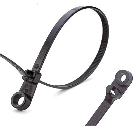 100 x Black Screw Mount Cable Ties 110mm x 2.5mm Car Chassis Body Zip Tie Fixing
