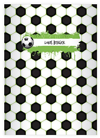 Kartenkaufrausch 8 personalisierte, Coole Fußball Muster DIN A4 Schulhefte, Schreibhefte für Fußball Fans Lineatur 20 (blanko Heft)
