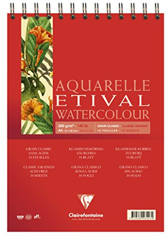 Clairefontaine 96428C Aquarellblock Etival A2 10 Blatt 300g Weiß