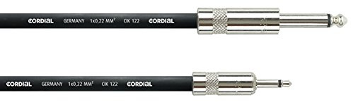Cordial - Cavo Audio Sbilanciato Professionale per Sintetizzatori Modulari, Jack TS 6.3mm a Mini Jack TS 3.5mm, 3 Metri, Nero