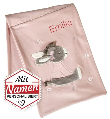 Sterntaler Emmi Girl Schmusedecke mit Namen personalisiert Bestickt, Mädchen Kuscheldecke, 100x75