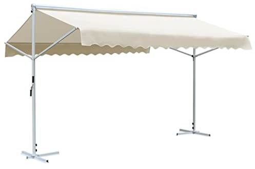 vidaXL Standmarkise 4x3m Creme Gartenmarkise Markise Sonnenschutz Terrasse