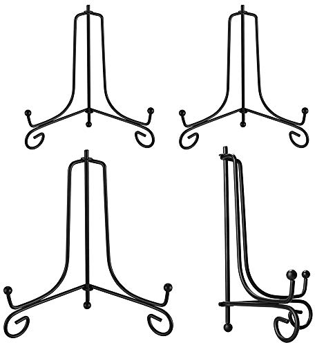 Integrity.1 4 Stück Eisen Tellerständer,Schwarz Metall Tellerständer Tellerhalter,Eisen Staffelei Display Ständer für Schüssel Teller Kunst Foto Bilderrahmen 6Zoll