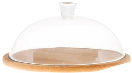 AMBITION Käseglocke Servierbrett ø33,5 cm aus Holz mit Glasdeckel Kuchenbehalter Sophie (ø33,5 cm)