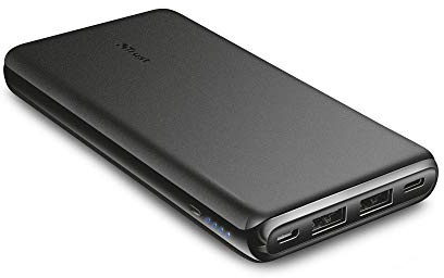 Trust Esla Sottile Powerbank 10.000 mAh per Smartphone e Tablet, Nero