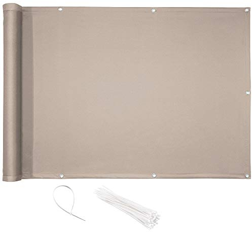 CelinaSun schermo privacy 0,75 x 4 m grigio talpa PES poliestere impregnato antivento per giardino balcone con occhielli fascette