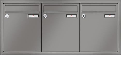 RENZ/Eckrahmen / 3er Unterputz-Briefkastenanlage Einbau-Briefkasten/RAL-Farbe 9007 Volumen 8 L/Dein-Briefkasten.de