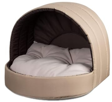 Best For Pets – Haustierbett 62x52 cm | Hundebett & Hundehütte für kleine Hunde | Waschbare Hundehöhle & Indoor geeignet | Katzenbett mit PVC-Bezug, gesteppter Innenseite & abnehmbarem Kissen