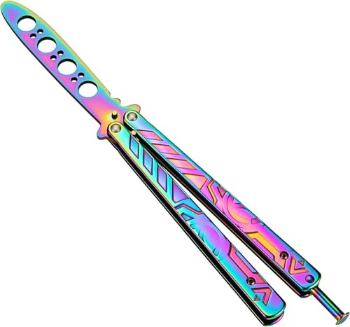 Little World Butterfly Knife - 1 Pack Trainer Practice Tool Steel Metal - Pro Folding Training Practicing Flipping Tricks Knife Unsharpened with Ergonomic Handle