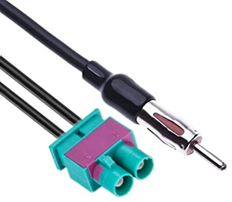AUTOZOCO Adaptador antena coche doble Fakra a DIN ISO, Cable adaptador Fakra a din iso, Adaptador de antena de coche DIN iso, compatible con Audi, VW, Volvo, Seat, Skoda, 30 cm