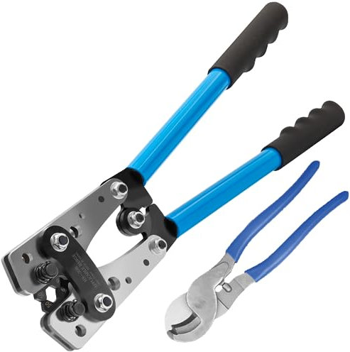 XYZDOUBLE Crimpzange + Kabelschere - Presszange Crimpzange 6mm² 10mm² 16mm² 25mm² 35mm² 50mm² AWG 10-0 für DIY Elektriker Crimpzangen Kabelschuhzange Quetschzange Kabelschuh Zange Satz