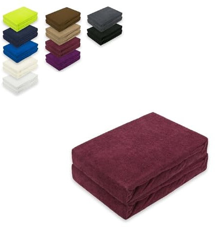 EXKLUSIV HEIMTEXTIL Doppelpack Frottee Spannbettlaken 180-200 x 200 cm Bordeaux