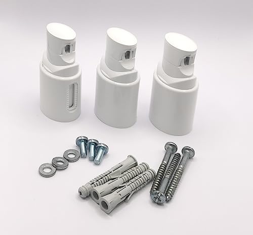 3 fixations pour radiateur sèche serviette Ø des tuyaux 20-25 mm, distance entre les tuyaux minimum 20 mm - 3 supports en ABS à têtes inclinables