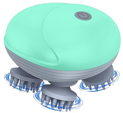 Elektrisch Kopfmassagegerät, Brifit Elektrisches Handmassagegerät mit 4 Knetmassageköpfe, Portable Kopfmassagegeräte Wasserdicht & Aufladbar, Massagegerät für Verspannungen & Muskelverspannungen