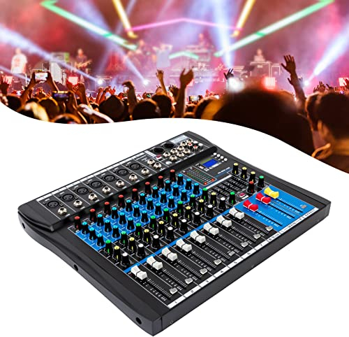 Table de mixage professionnelle 8 canaux audio - Enregistrement numérique Bluetooth - Alimentation fantôme - Avec interface audio USB - Égaliseur stéréo - Pour l'enregistrement sur scène, karaoké