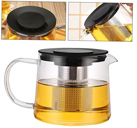 Zerodeko Glass Teapot Heat-Resistant Borosilicate Infuser 1000ml for Loose Leaf Tea Brewing Household Glass Tea Pot Suitable for Home and Office