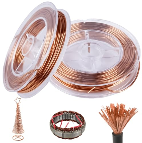 2 Rollen Kupferdraht, 1mm x 10m Kupferlackdraht Reiner Kupferdraht Isoliert Magnetdraht zur Herstellung eines Elektromagnet-Motormodells Blanker Kupferdraht für Garten, Pflanzen und Gemüseanbau