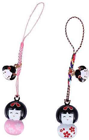 WOFASHPURET 2stücke Schlüsselanhänger Ornament Entzückender Taschenanhänger Cartoon Japanische Puppe Schlüssel Kette Telefon Tasche Dekorative Hängende Ornamente