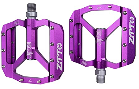 Fahrradpedale,Pedale Fahrrad MTB-Lager Aluminiumlegierung Flacher Pedal-Fahrrad gutes Griff Lightweight 9/16 Pedals groß (Color : Purple)
