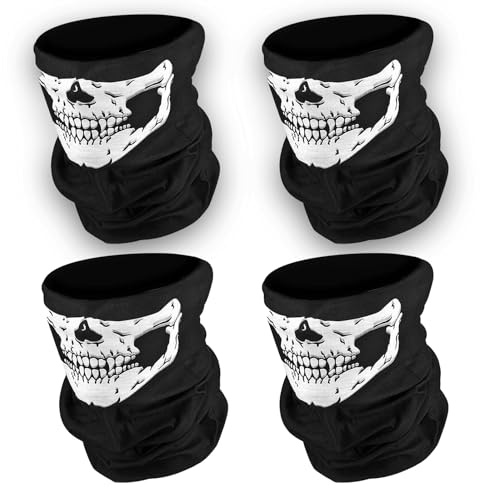 AHEJIOO 4 Stück Sturmhaube, Totenkopf Maske, Motorrad Halstuch für Herren, Ghost Maske Call of Duty, Sturmhaube Totenkopf